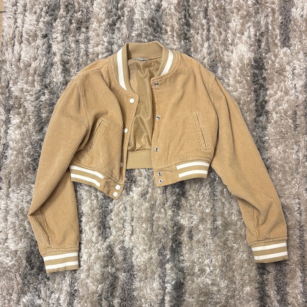 Tan Corduroy Cropped Jacket